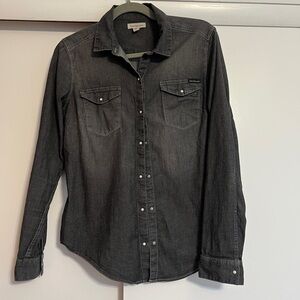Calvin Klein Jeans Cotton
Chambray Shirt Black Grey Size Small